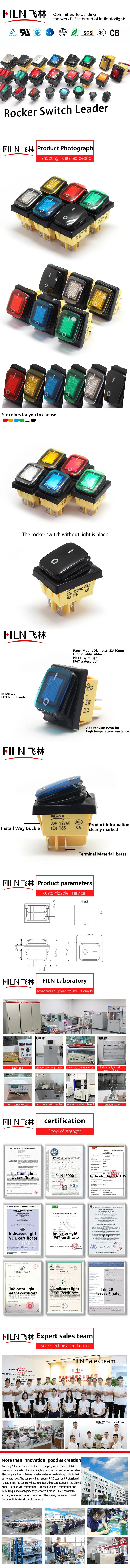 Ein/Aus 30A/250V Hochleistungs-4-Pin-DPST IP67 Versiegelter Wasserdichter T85 Auto- und Boot-Kippschalter mit LED 12V 220V 30x22 – Detail 1