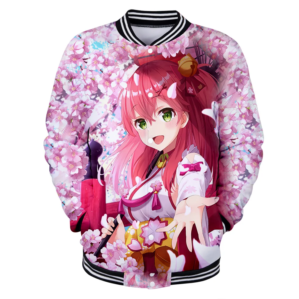 HOLOLIVE VTuber Sakura Miko 3D autumn winter  Holiday Men/Women casual Baseball Uniform Streetwear Kawaii Style sweatshirt