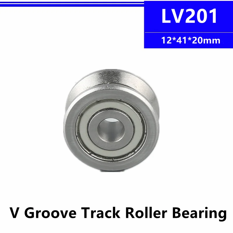 10pcs LV201 LV201ZZ 12*41*20mm V Groove Track Guide Wheel Roller Bearing Pulley 12x41x20mm