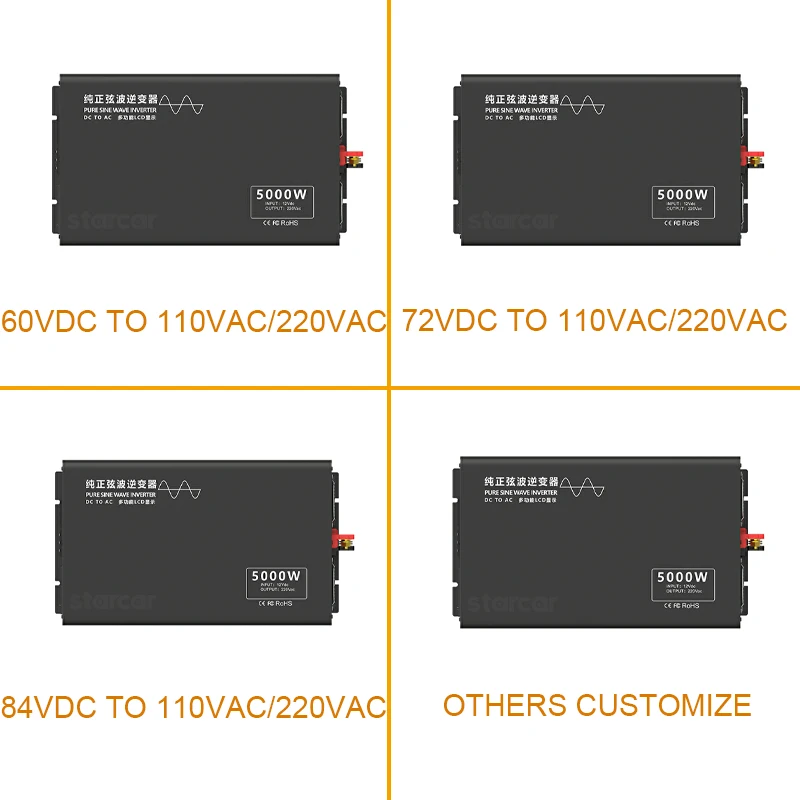 

5000 Watt Power Inverter 12v 24v 48v 60v 72v Dc To 100v 110v 120v 220v 230v 240v Ac Off Grid Pure Sine Wave Invertor