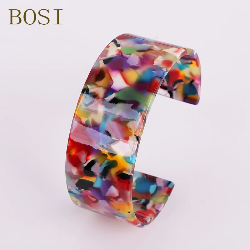 Bohemian Leopard Acitic Acid Acrylic Resin Bracelets Colorful Bangle For Women Resin Cuff Bracelet femme Simple Elegant Jewelry