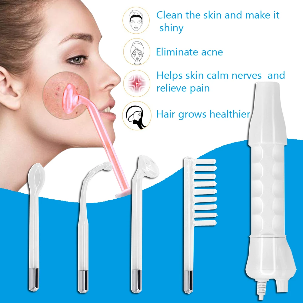 Portable High Frequency Device Electrode Wand Facial Machine Acne Remover Face Massager Beauty SPA Skin Tightening Face Lifting