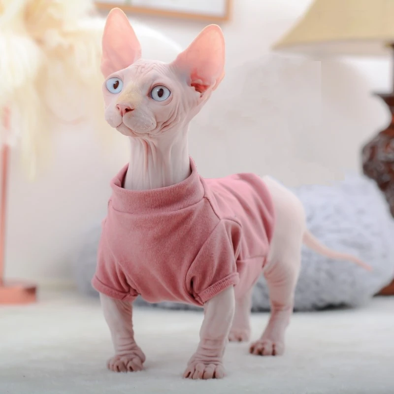 Soild Sphinx Cat Clothes Kittens Jumpsuit Cats Hoodies Shirt For Sphynx Soft Pet Costume DevonRex Winter Autumn Spring