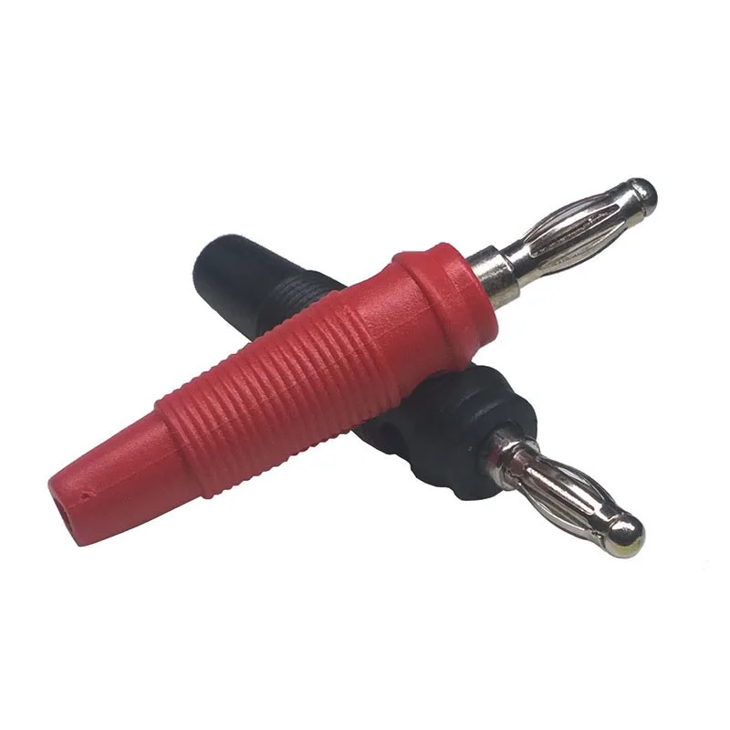 10Pcs 4Mm Lijm Gold Plating Plug Lantaarn Zachte Connectors Zwart Rode Plastic Behuizing Stereo Dual Channel Hoofdtelefoon Connector