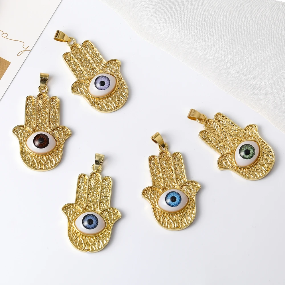 Juya DIY kreatywny wisiorek z żywicy Handmade Love Heart Hamsa ręcznie słońce grecki Evil Eye Charms dla robótki bransoletka naszyjnik Making