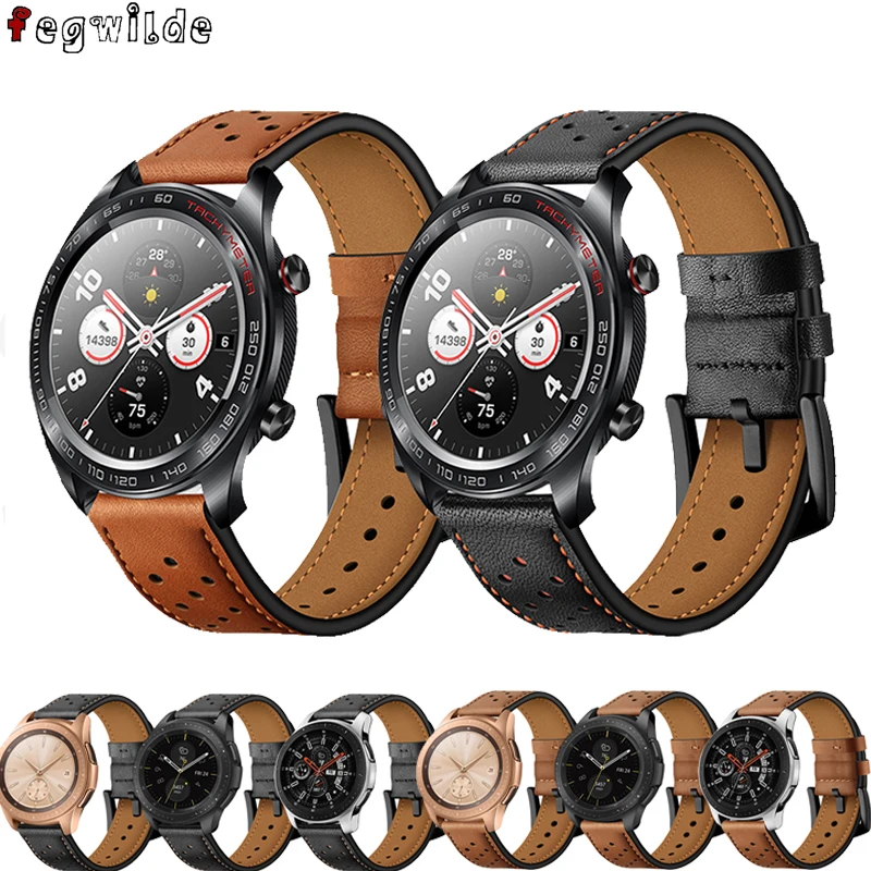 Strap for Samsung S3 Frontier Galaxy watch 46mm amazfit Bip Leathe watchband Gear S 3 22mm watch band Huawei watch Gt 2 Strap