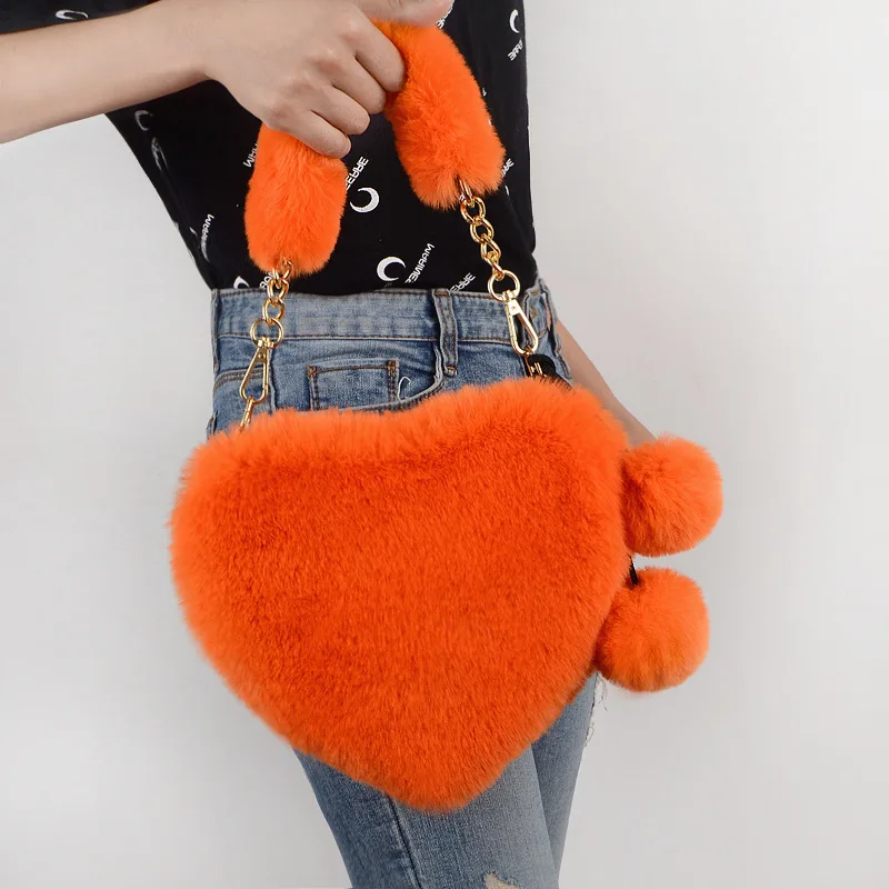 

Fashion Faux Rex Rabbit Fur Bag Student Portable Handbag Women Cosmetics Pencilcase School Office Supply Girls Party Gift