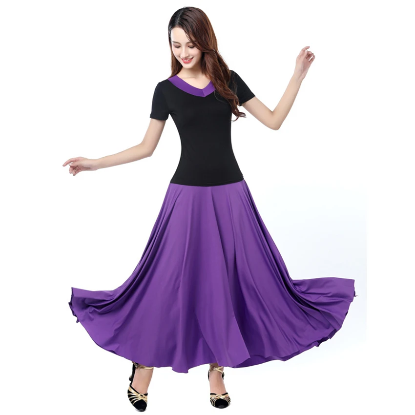 Disfraces de baile de Flamenco para mujer, falda de actuación de escenario de vientre femenino, disfraces de salón de Ballet de Flamenco sólido, 7 colores