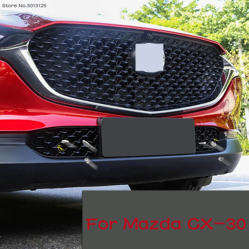 Front Lower Bumper Grill Grille Moulding Cover For Mazda CX30 CX-30 2020-2021 2022 Car Front Bottom Middle Net Decoration Black