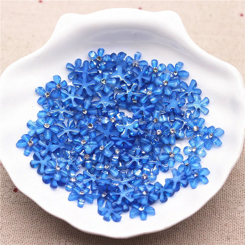 100pcs 10 millimetri di Scintillio di Strass In Resina A cinque Petali Piccoli Fiori Della Resina di Flatback Cabochon Gioielli FAI DA