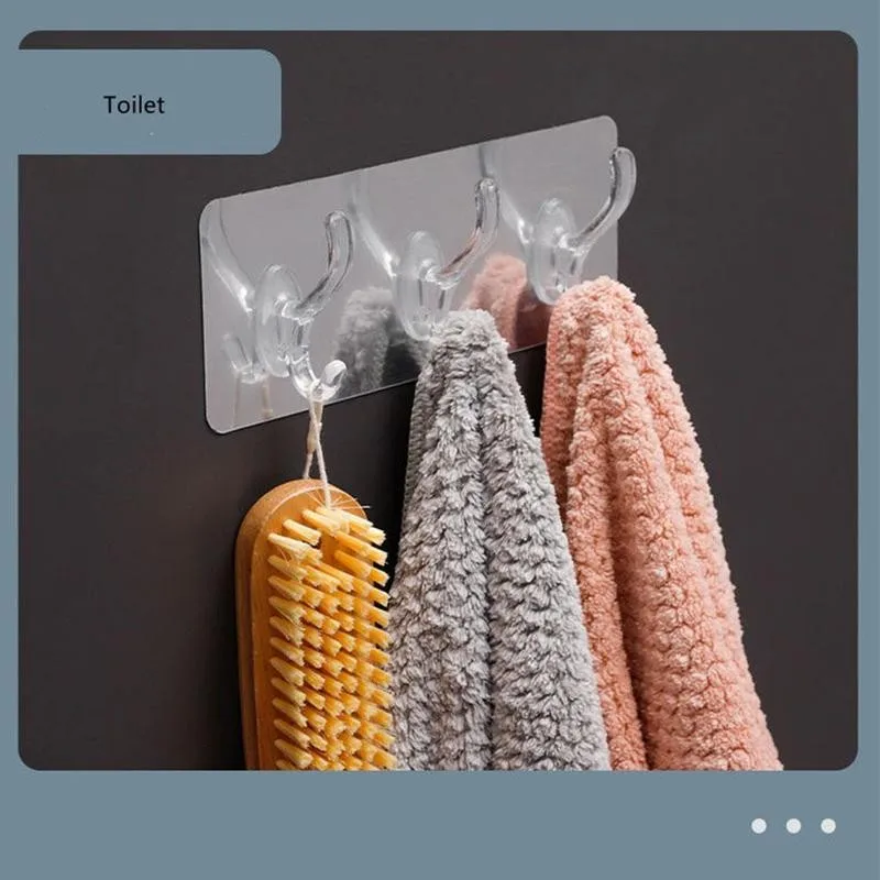 1/3/6 Hooks Transparent Strong Self Adhesive Door Wall Hangers Hooks Suction Heavy Load Rack Cup Sucker for Kitchen Bathroom