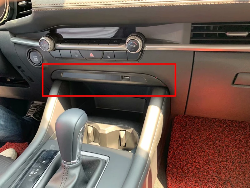 For Mazda 3 Axela Sedan BP 2019 2020 Car Accessories Carbon Fiber Style Front USB interface frame decoration