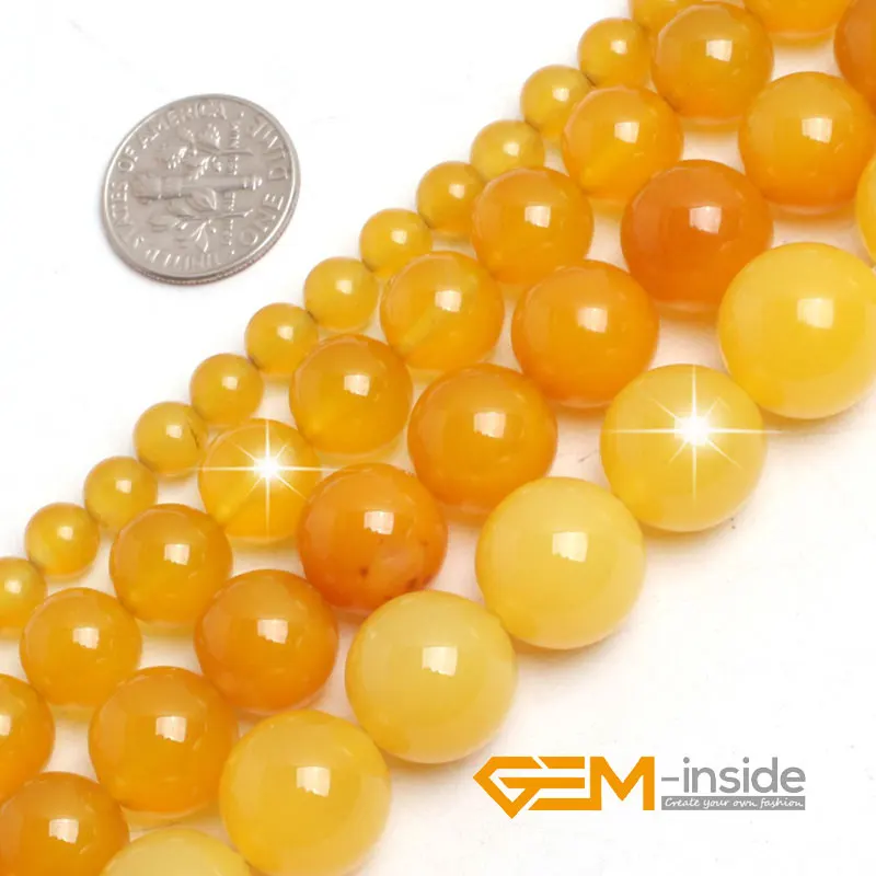 

Round Yellow Agates Beads Natural Stone Beads DIY Loose Beads For Jewelry Maing For Bracelet Making Strand 15 Inches Wholesale