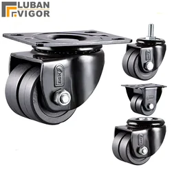 Low center of gravity Casters with Double row wheels,1.6inch,FOR heavy maching,High load bearing ,Wear-resistant Mute