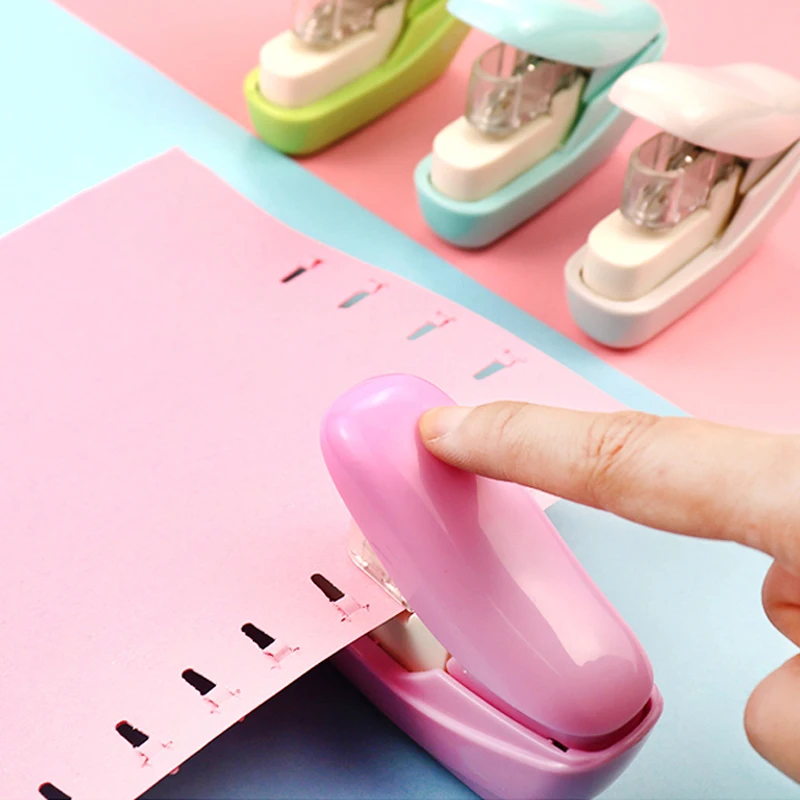 Creative Staple-Free Stapler Candy Color Office School Student Stationery Paper File Binding Machine Stapling Tools Supplies