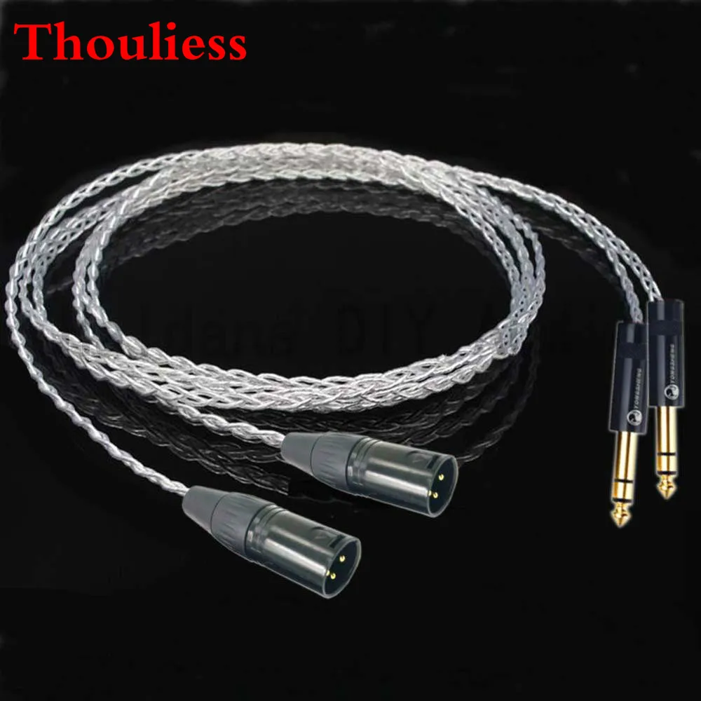 

Thouliess Pair 8AG Single Crystal Silver HIFI 6.35mm TRS Male to 3pin XLR Male Leads Balanced Audio Cable for Amplifier CDplayer