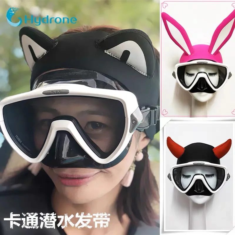 Kitty Ears Diving Headband 2mm Neoprene Devil Horns Hairband Rabbit Ears Scuba Diving Hood for Women Kids Freediving Snorkeling