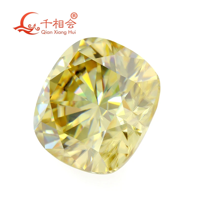 vivid yellow color cushion shape diamond cut   Moissanite  loose gems stone