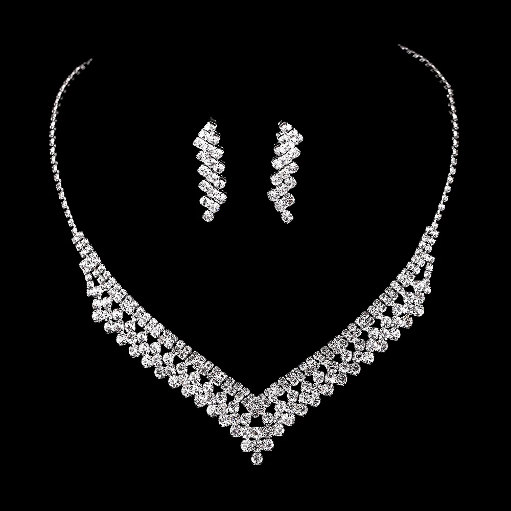 BLIJERY New Elegant Rhinestone Crystal Bridal Jewelry Sets for Women Choker Necklace Earrings Set Wedding Party Jewelry Gifts