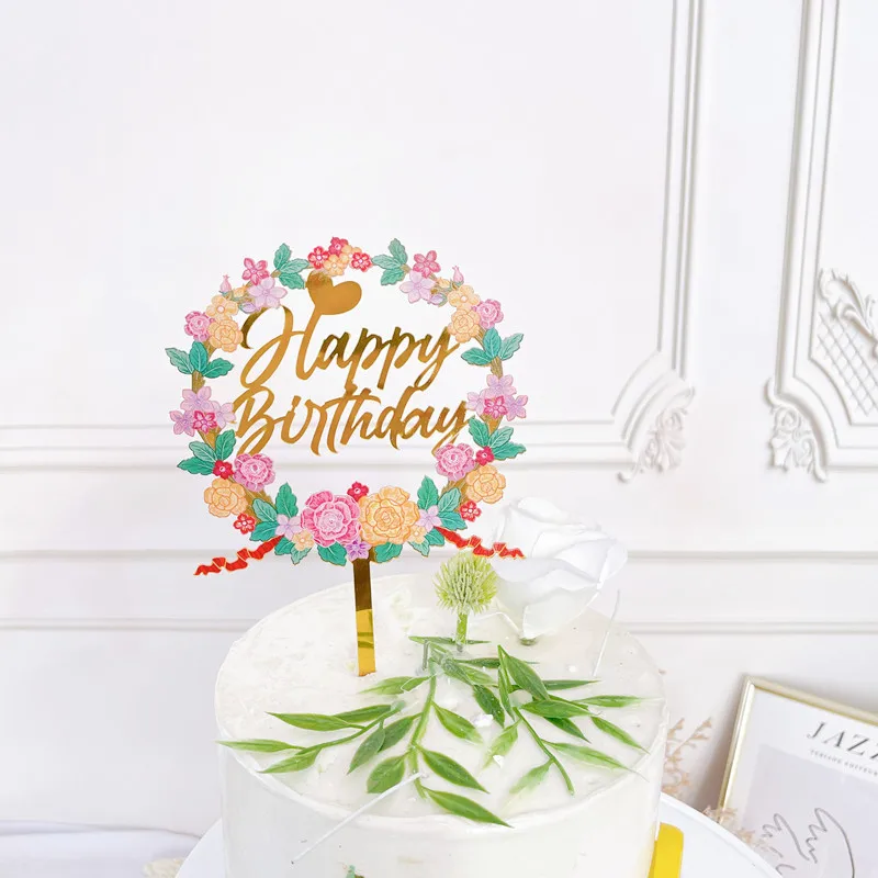 Acryl Happy Birthday Cake Topper Schlichter Goldener Geburtstagstorten-Aufsatz für Kinder Feiertagsgeschenk Dessert-Dekoration Babyparty – Detail 12