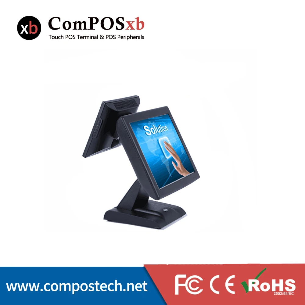 

Good Quality Dual Screen POS System 15+12Inch Computer terminal Oil-proof Restaurant POS