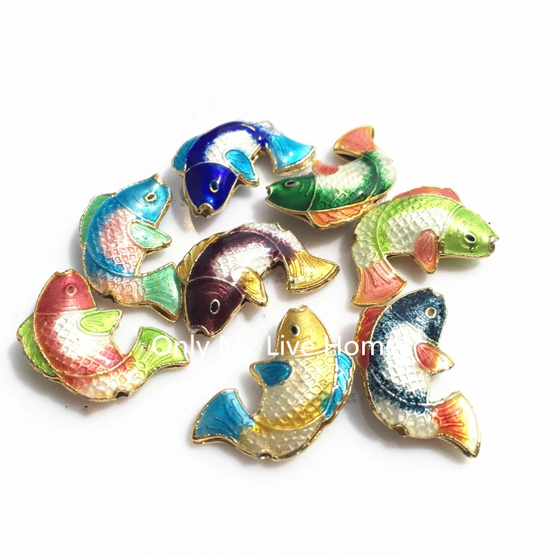 

2pcs Cloisonne Enamel Cute Koi Fish Loose Beaded DIY Jewelry Making Necklace Earrings Bracelets Jewellery Copper Accessories