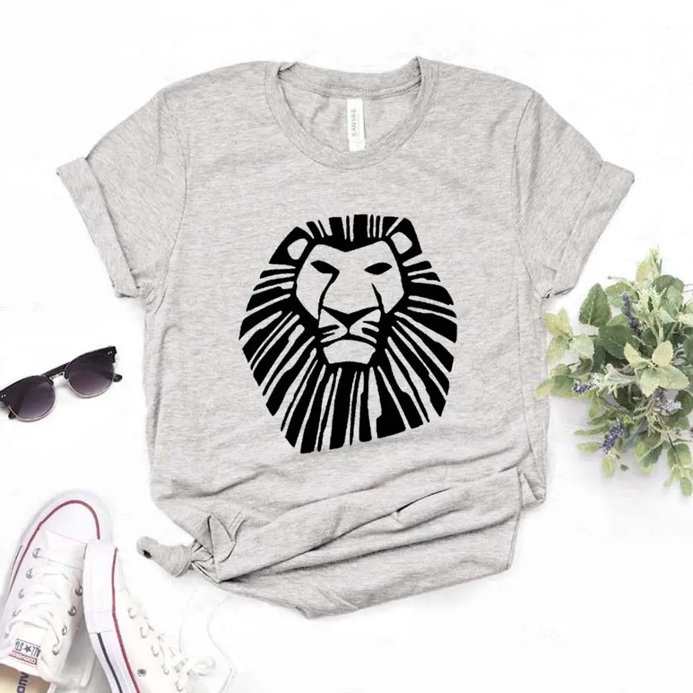 

Gift Lady Yong Girl Top Tee 6 Color Drop Ship Woman Tshirt Lion Head Print Women Tshirt Cotton Hipster Funny T-shirt