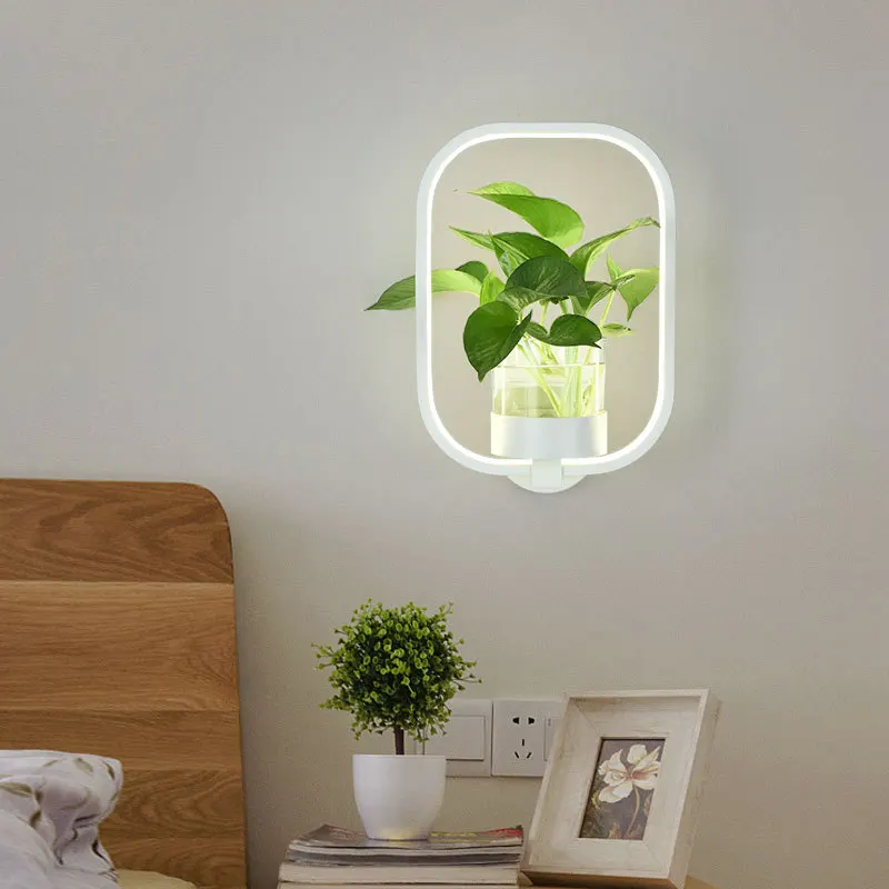 Nordic Wall Lamp Plant Led Modern Sconce Minimalist Creative Living Room Staircase Aisle Lighting Bedroom Bedside Decor Lights