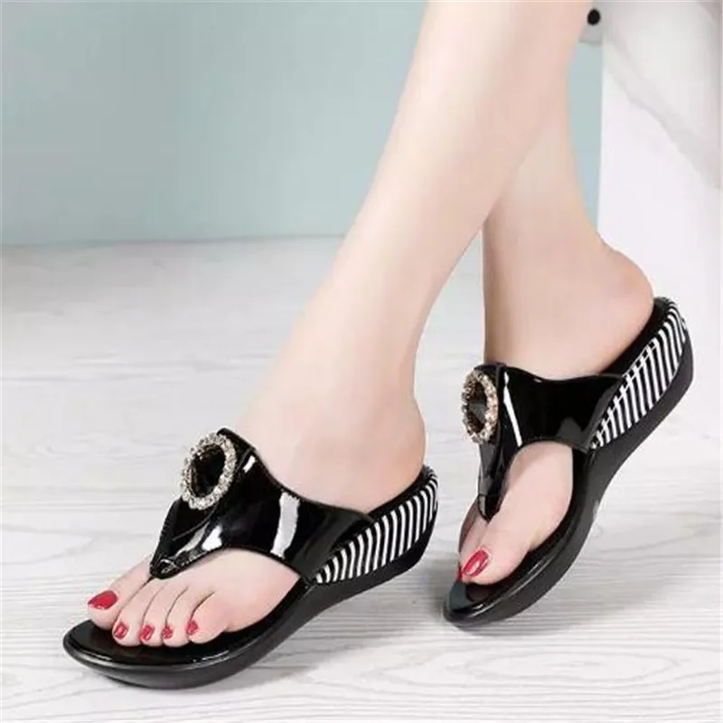 Summer Platform Flip Flops Fashion Beach Shoes Woman Anti-slip Genuine Leather Sandals Women Slippers Shoe