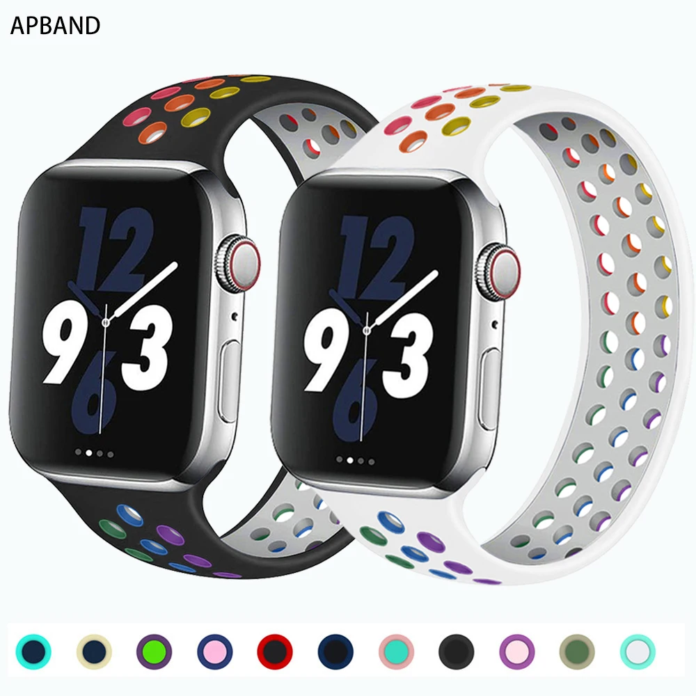 Solo Loop strap For Apple Watch Band 44mm 40mm 38mm 42mm Breathable silicone Elastic Belt bracelet band iWatch Series 3 4 5 SE 6