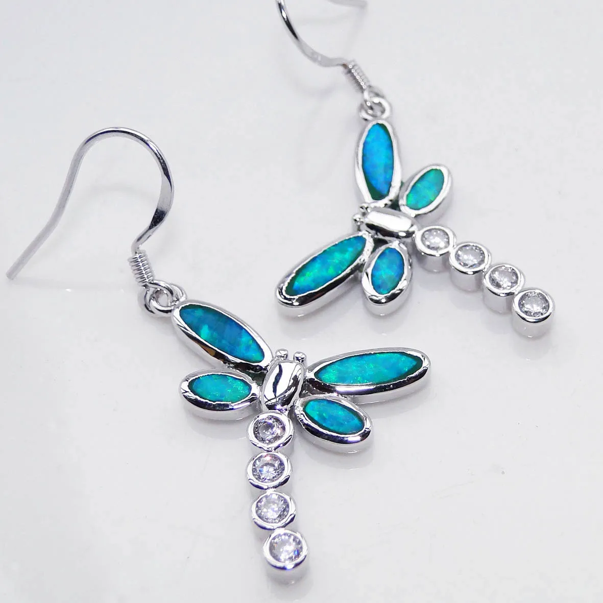 Dragonfly Small Female Earrings Small Blue Opal Earrings Women\'s Fashions