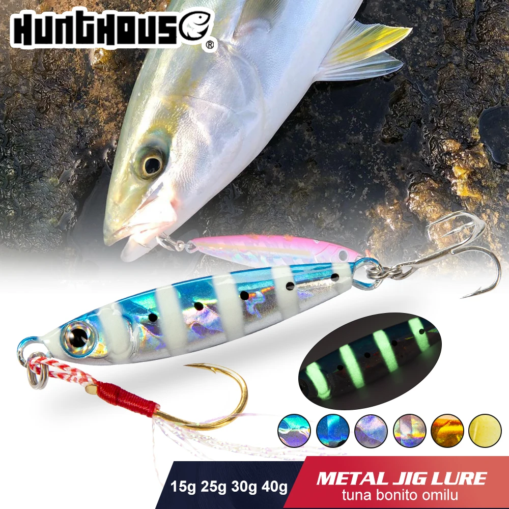 

Hunthouse New Metal Cast lure fishing Jig Spoon 15/25/30/45g Shore Casting Jigging Fish Sea Bass Fishing Lure tackle