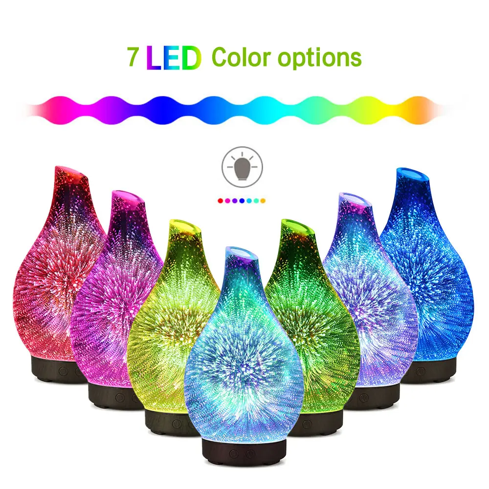 3D 100ml Aromatherapy Humidifier AROMA Essential Oil Diffuser อัลตราโซนิคความชื้น 7 สีไฟ LED สำหรับ Home Office