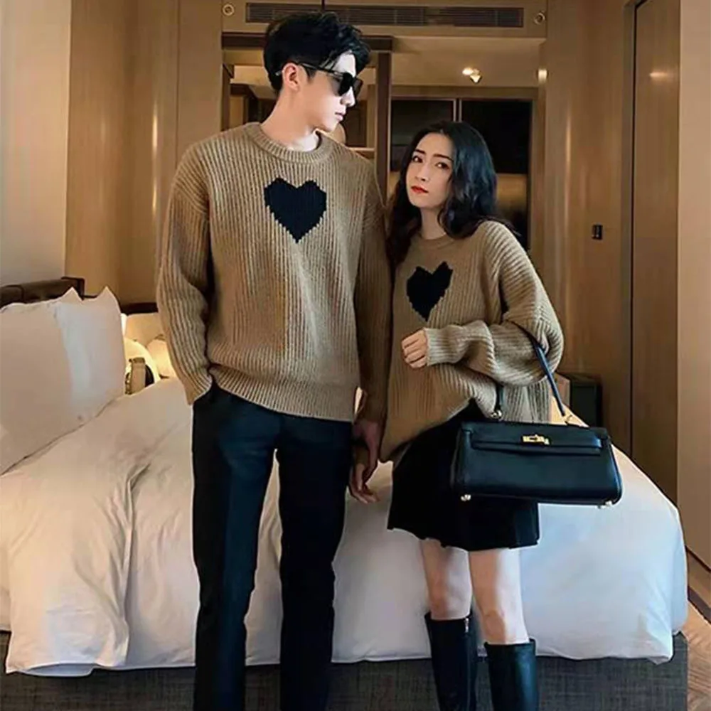 Lovers Wear Autumn Winter 2021 New Trendy Pullover Sweater Soft And Waxy Lovers Sweater Women Loose Korean Sweet Cute Knit Tops