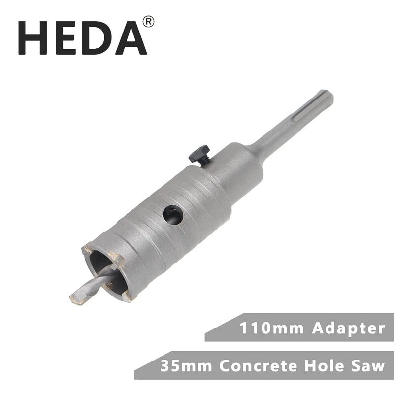 HEDA 35mm Concrete Tungsten Carbide Alloy Core Hole Saw SDS PLUS Electric Hollow Drill Bit Air Conditioning Pipe Cement Stone