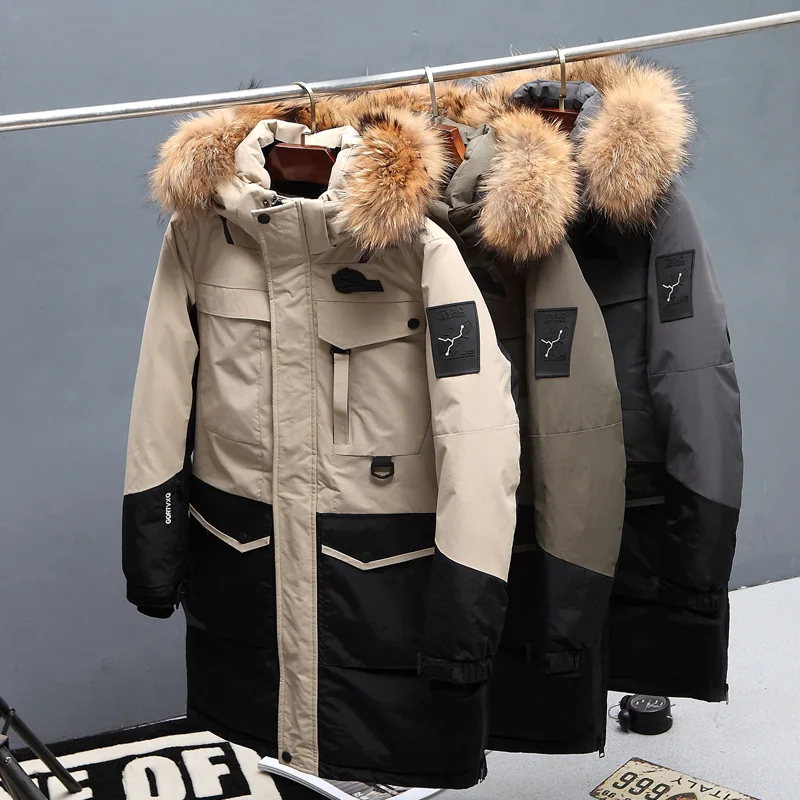 Down Jackets 90% 2023 Man Warm Winter Brand Jacket Luxury Detachable Fur Collar Turtleneck Windproof Concise Comfortable Cuffs