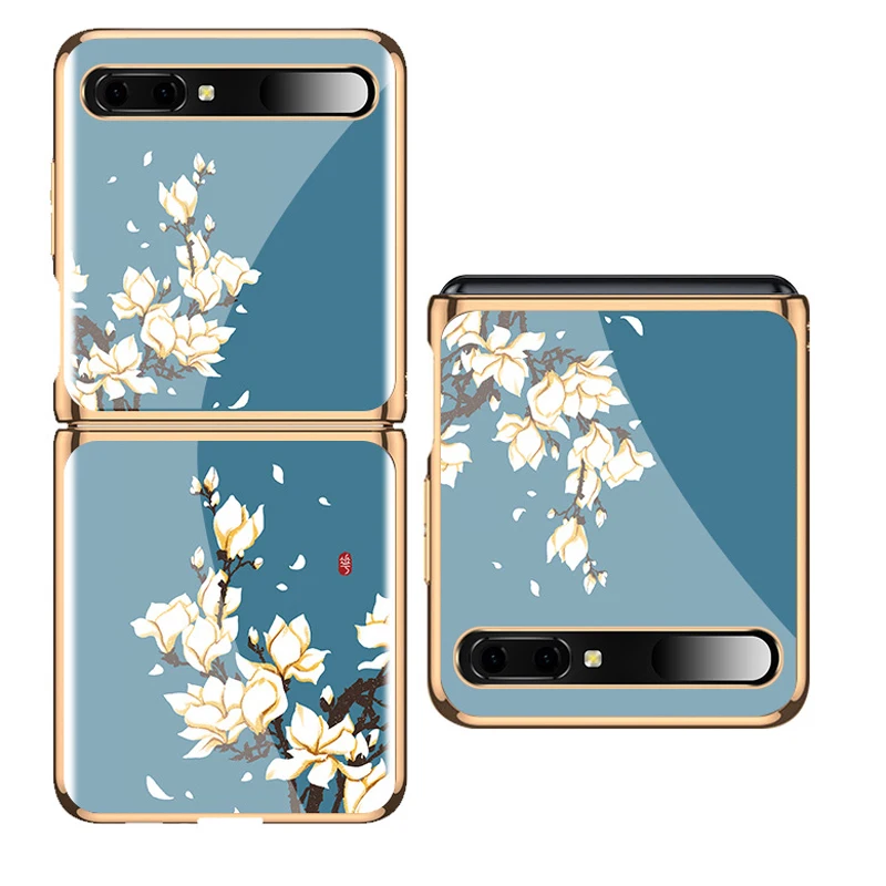 

Чехол-книжка Z Flip 3 для Samsung Galaxy Z Flip 3 Z Fold 3 Z Fold 2 с изображением рыбок и цветов, чехол из закаленного стекла, чехол для телефона