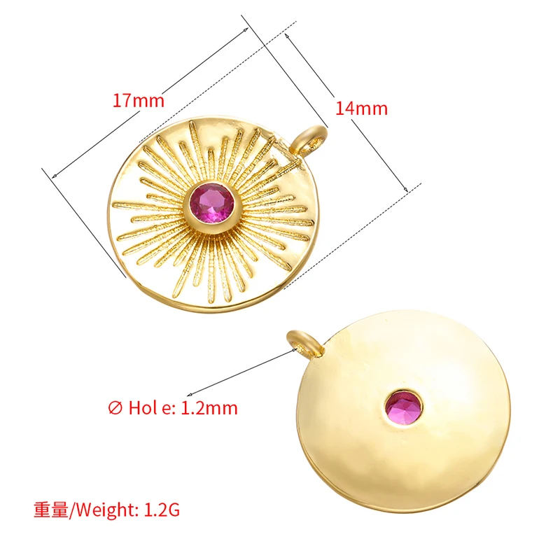 ZHUKOU 14x17mm brass round necklace pendant for women DIY handmade necklace earrings jewelry accessories making model: VD669