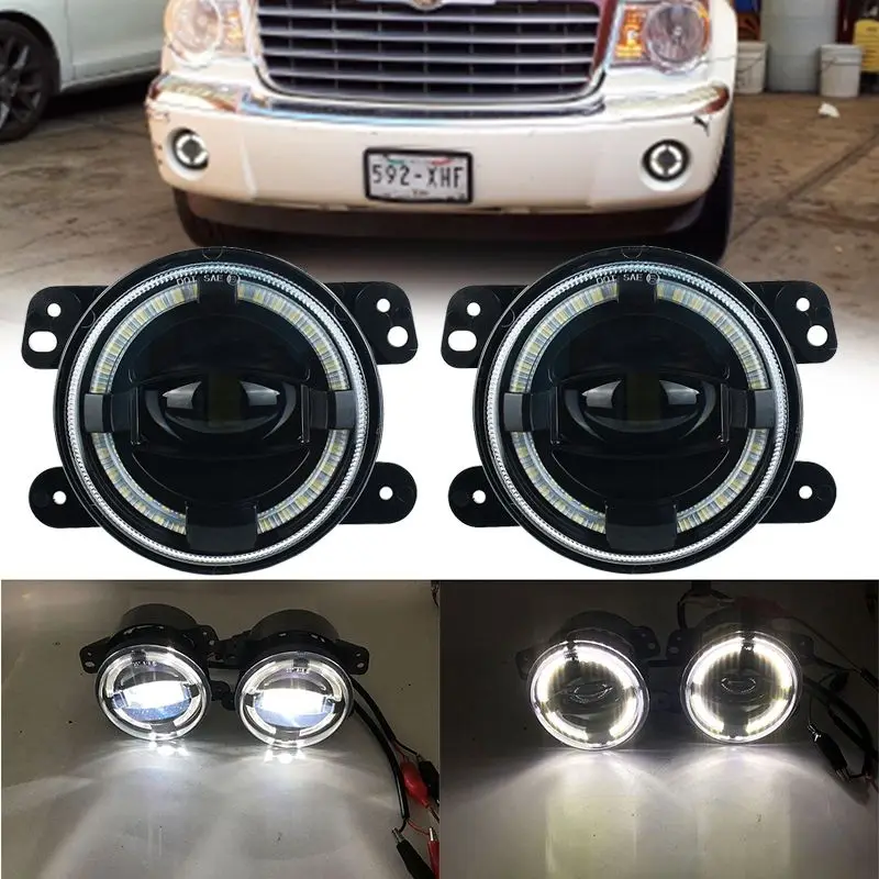 

For Jeep Wrangler Dodge Chrysler Cherokee 30w Chip led 4 inch White Round fog lights lens Projector DRL Off Road Fog Lamps.