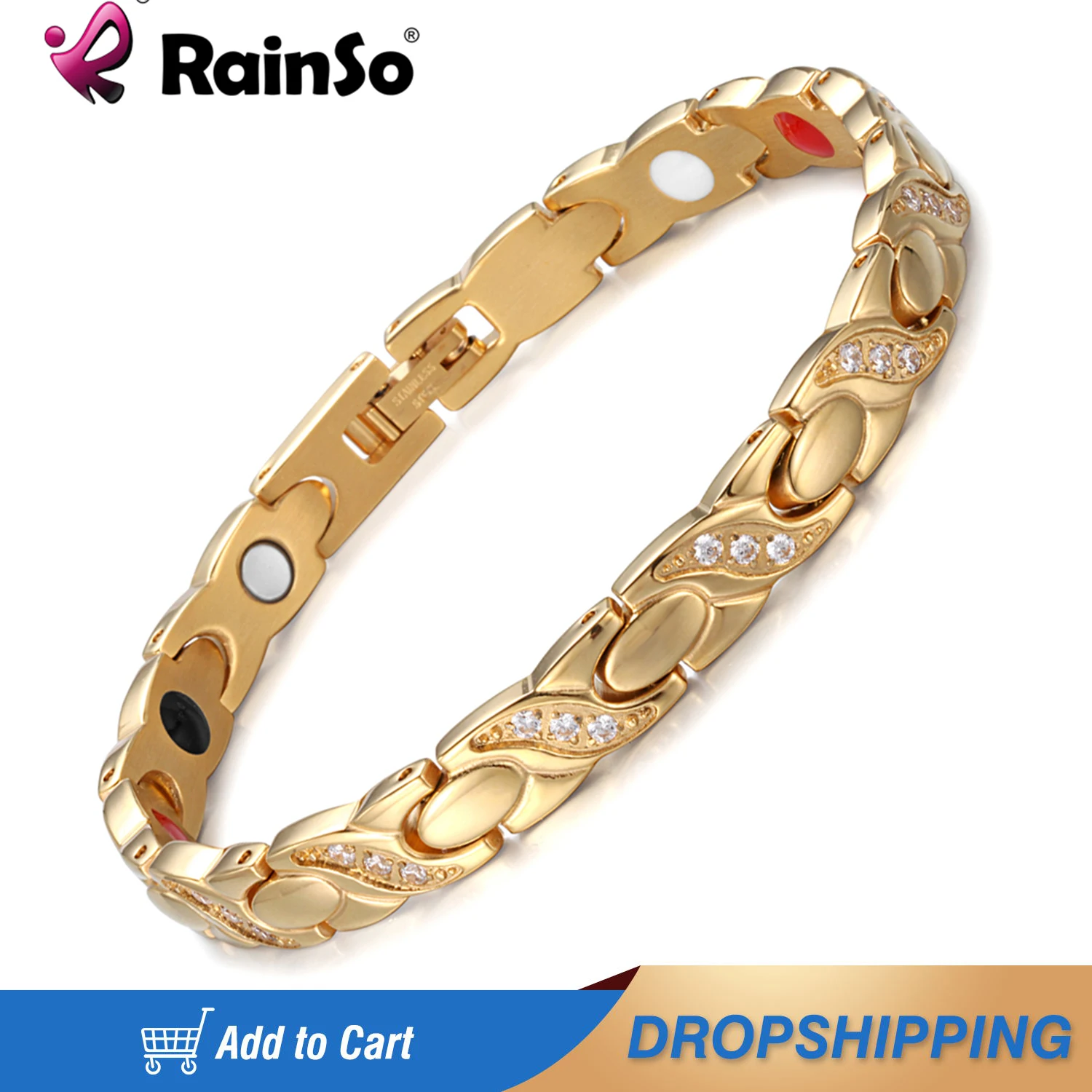 Rainso Fashion Stainless Steel Bracelets For Women Magnetic Therapy Jewelry  With Bio Energy Elements Viking