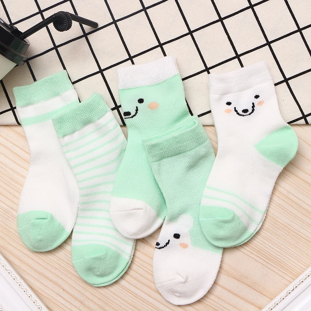 5Pairs/lot 2-9Y Baby Socks Summer Cotton Color Aminal Bear Kids Socks Colorful Girls Mesh Cute Newborn Boys Toddler Socks Baby