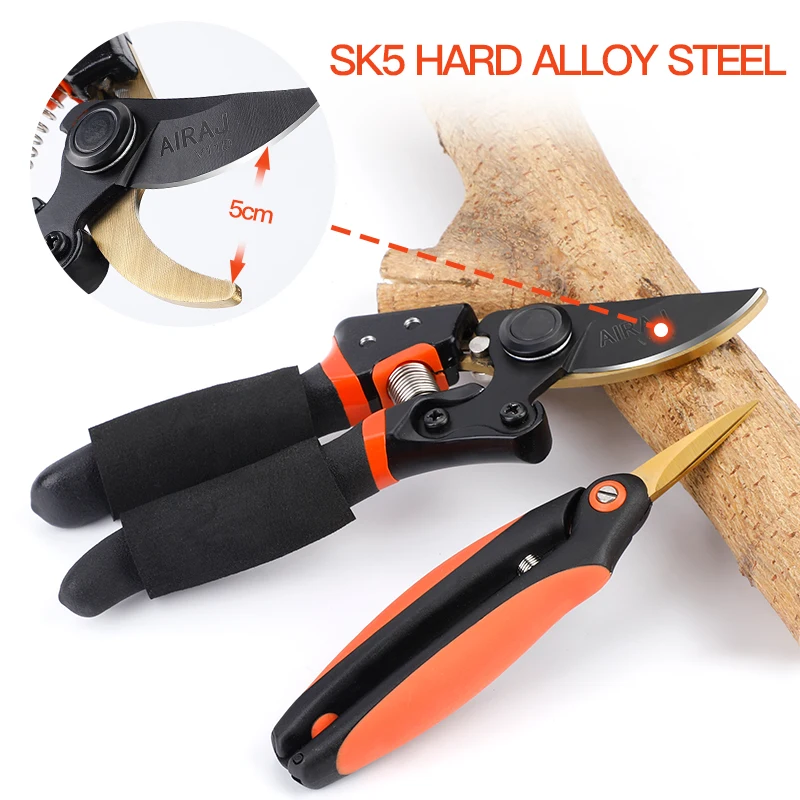 AIRAJ Professional Premium Titanium Bypass Pruning Shears and Micro-Tip Pruning Snip Hand Pruners Garden Clippers