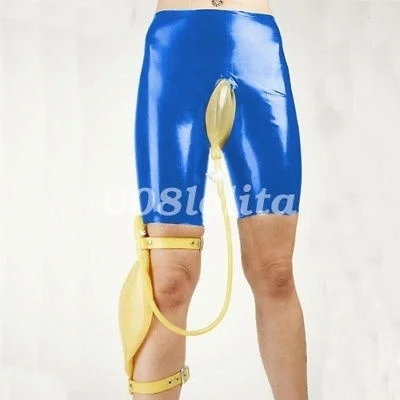 

100% Hot Latex Rubber Shorts Briefs Knee-Length Set urine bag Size XXS-XXL