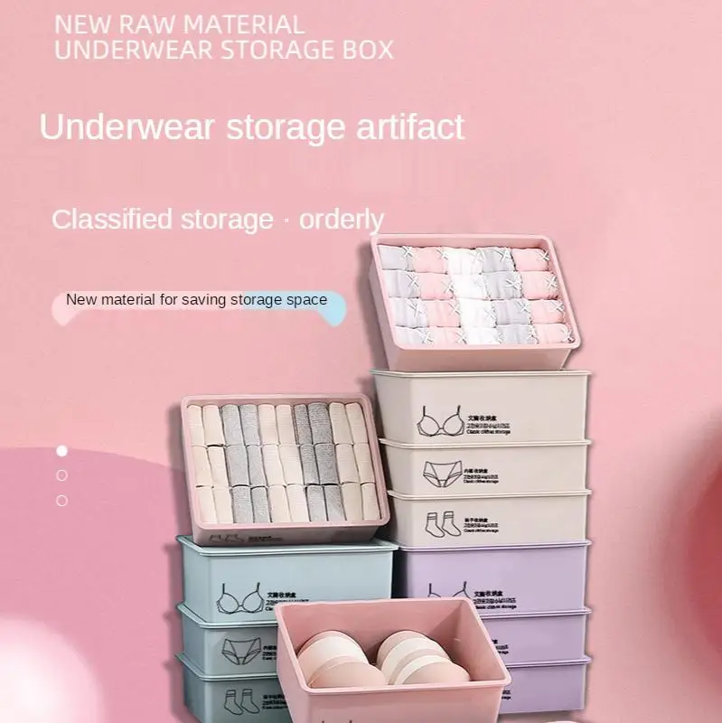 Large Underwear Storage Box Set for Home Bedroom Plastic Wardrobe Drawer Type Bra 10 Grid Underwear 15 Grids Socks Storage Box