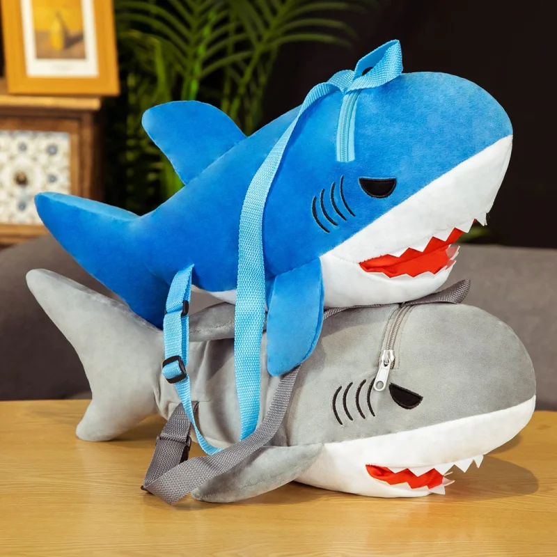 50cm Cute Plush Shark Backpack Toys for Children Cartoon Sea Animal Shark Schoolbag Kawaii Gift for Kids