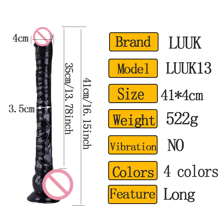 LUUK Super Long 40cm Dildo Suction Cup Soft Dick Irregular Stripe Stimulate Massage Vaginal Masturbation Woman Realistic Penis