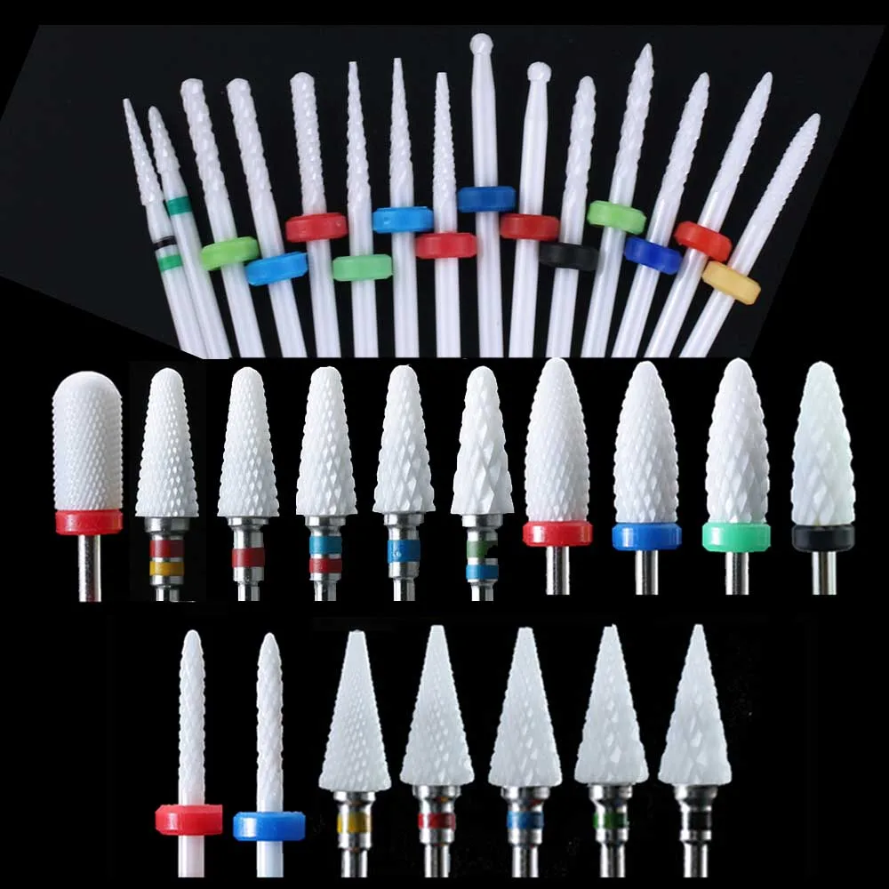 

Ceramic Nail Drill Bit Milling Cutter for Electric Manicure Drill Bits Flame Corn Files for Pedicure Machine Polish Accessory