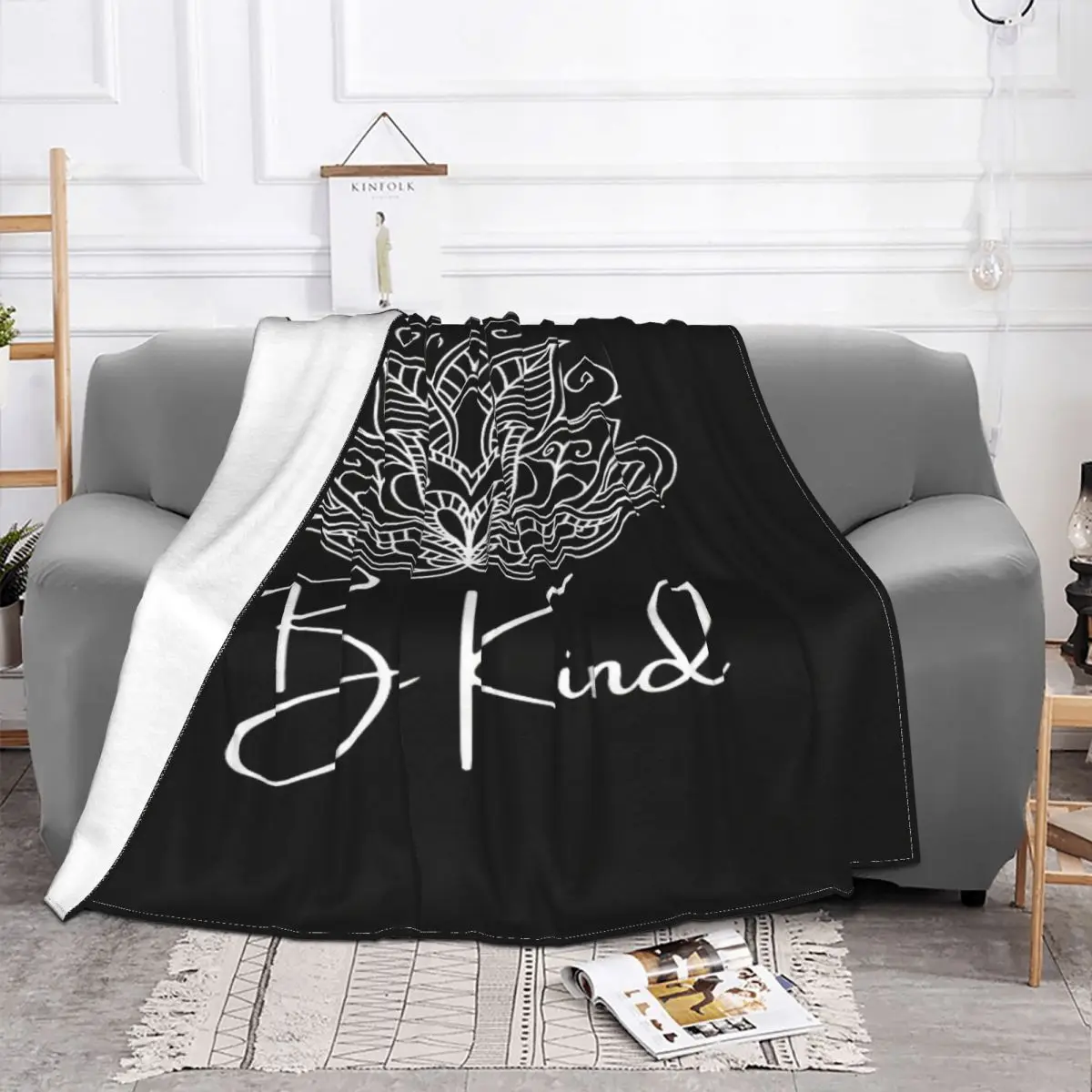 Be Kind-Manta de Mandala negra, para cama colcha, alfombra a cuadros, manta para sofá, Sudadera con capucha para cama