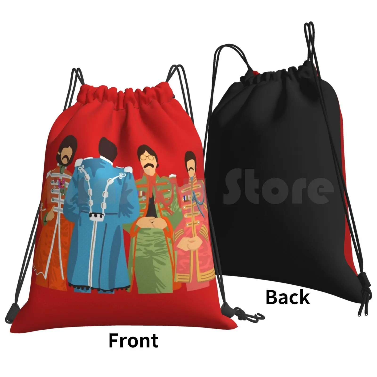 Salt Soldiers Backpack Drawstring Bag Riding Climbing Gym Bag 60s Music Band Sgt Peppers Trippy Hippy Psychedelic