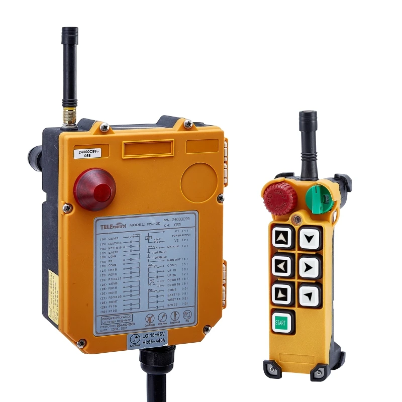 Telecontrol 6 single speed push button electric hoist  crane radio remote control with mushroom emergency rotary switch F24-6S